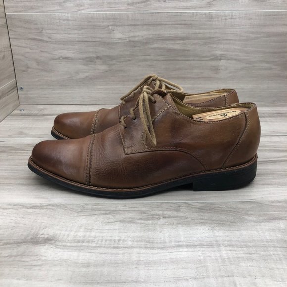 Sandro Moscoloni Oxfords Men's 9.5D Brown Leather Derby Cap Toe Dress Shoes - Picture 2 of 11